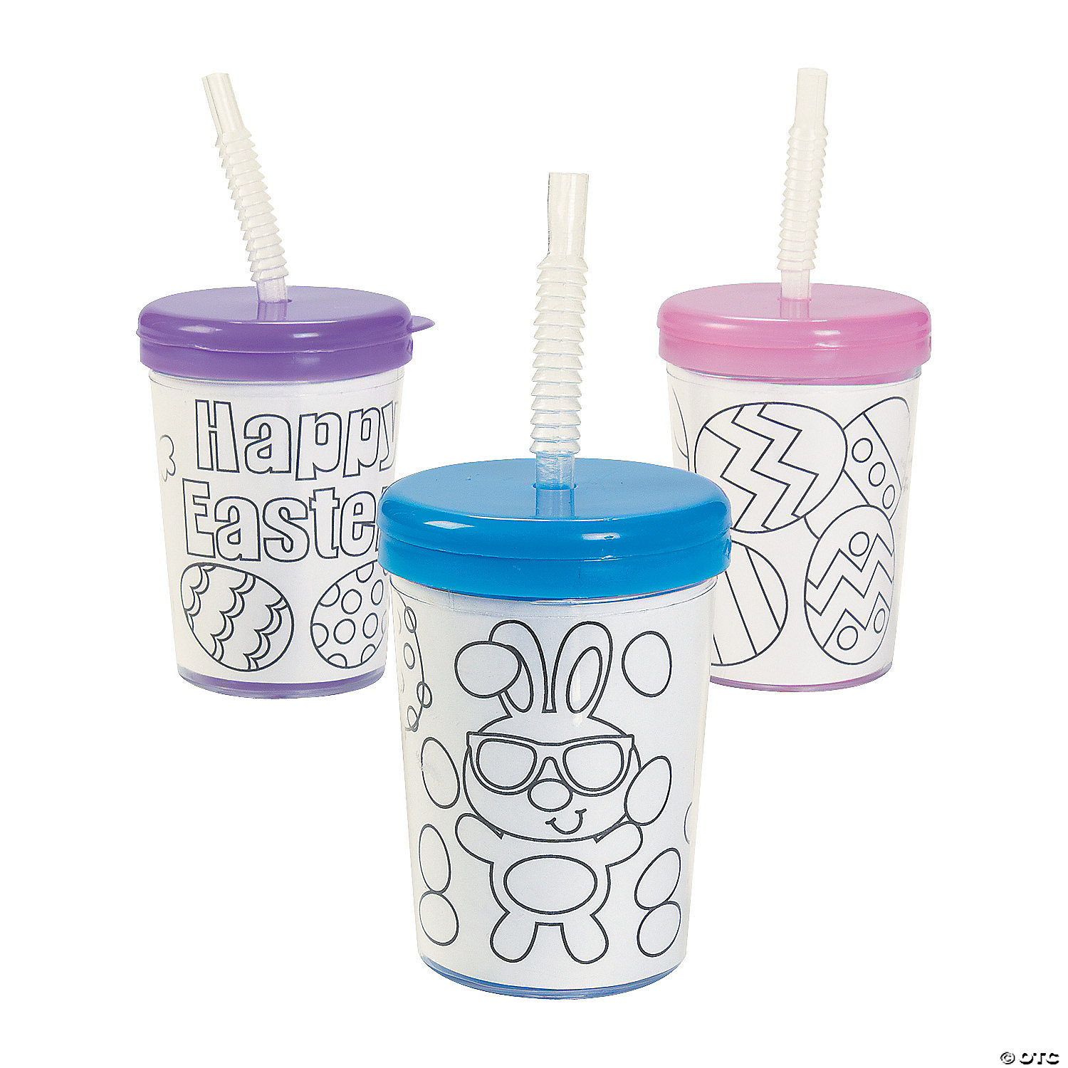 CYO Easter Cups with Lids & Straws - 12pk